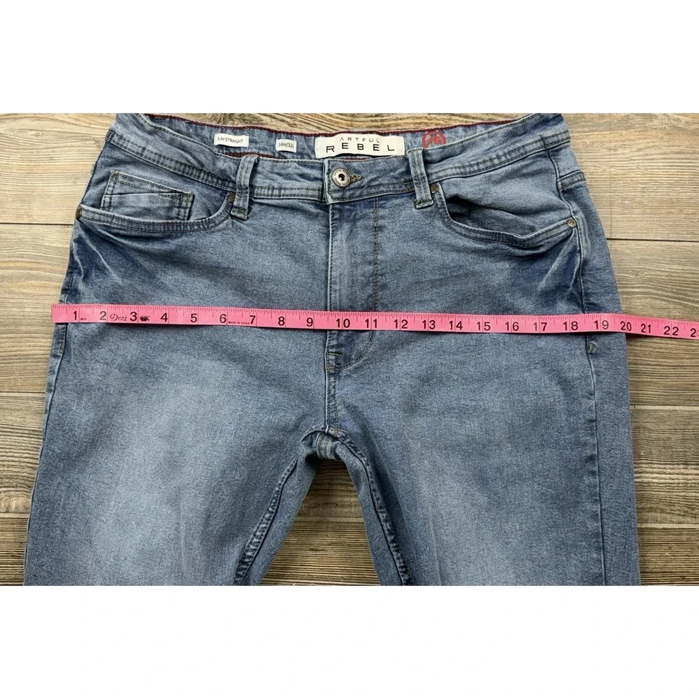 Artful Rebel Jeans Mens‎ 34x32 Light Wash Slim Straight Denim 5 Pocket Zip Fly